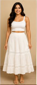 Lace Trim Midi Skirt
