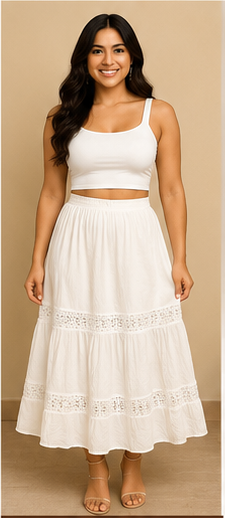 Lace Trim Midi Skirt