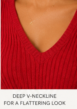 Ribbed V-Neck Sweater Dress