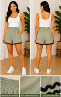 Sage Gauze Scallop Shorts