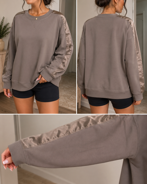 Satin Stripe Sweat Shirt