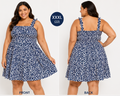 Printed Blue & White Mini Dress