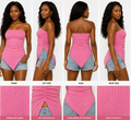 Pink ribbed asymmetrical tube top